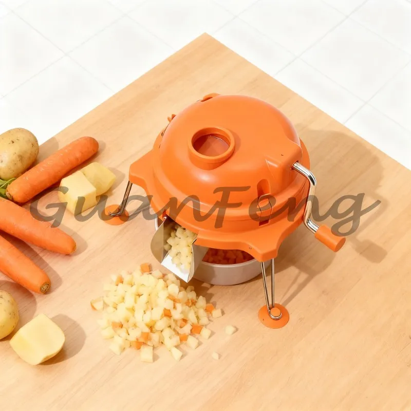 Hand Crank Manual Vegetable Cutter, Commercial Multi‑Purpose Dicer Slicer for Potato & Radish, Kitchen Food Preparation Tool