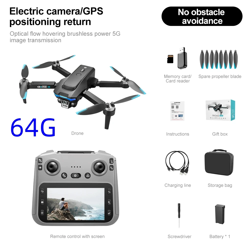F208MAX Drone GPS Return 8K HD Dual Camera 5G Intelligent Obstacle Avoidance Quad Axis Brushless Aerial Photography RC