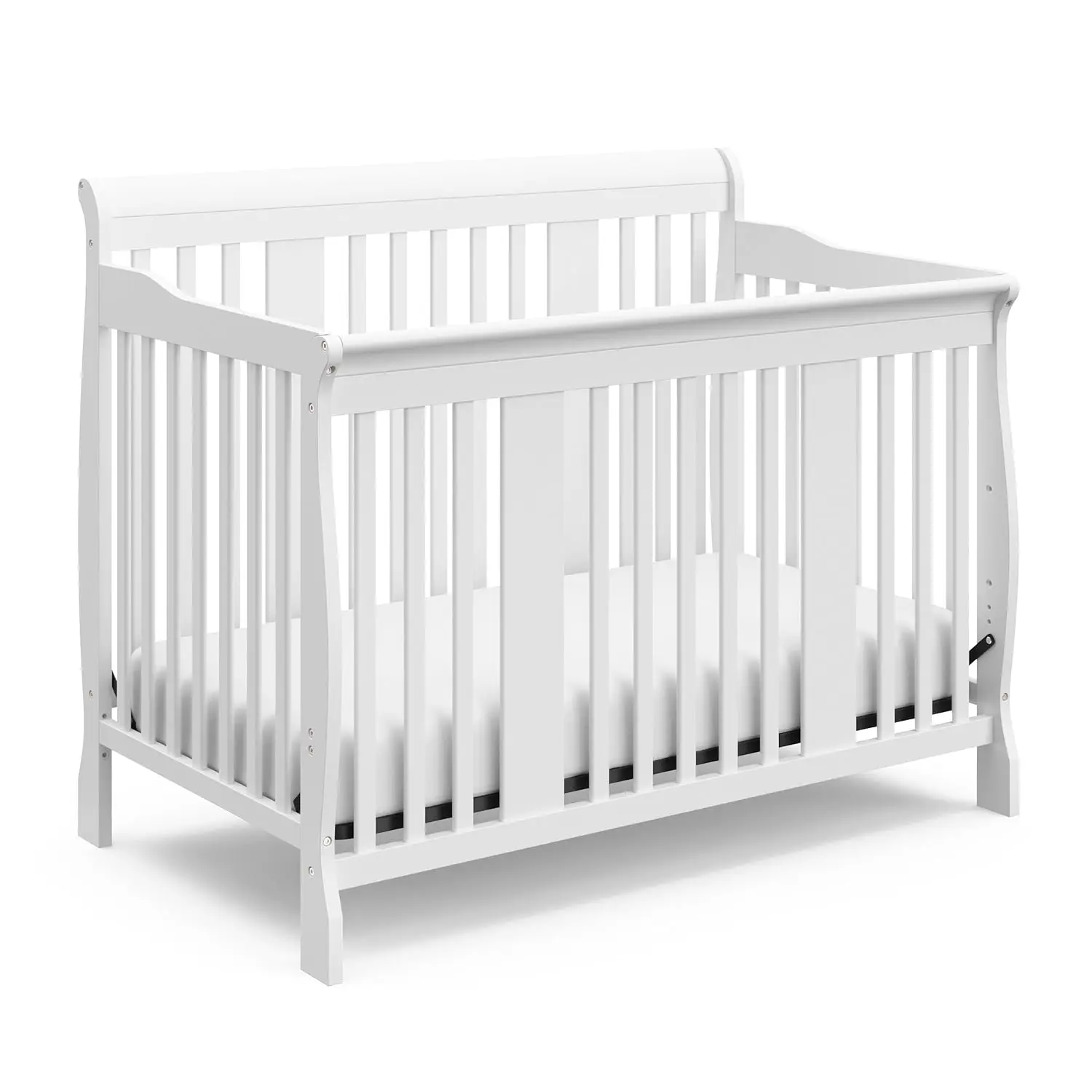 Stork Craft Tuscany 4-in-1 Convertible Crib (White) - Easily Converts to Toddler Bed, Day Bed or Full Bed, 3 Position Adjustable