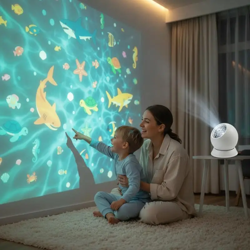 Dynamic Ocean Projector Night Light With Sea Animal Patterns Effect Perfect For Kids Bedroom Nursery Birthday Party Decor