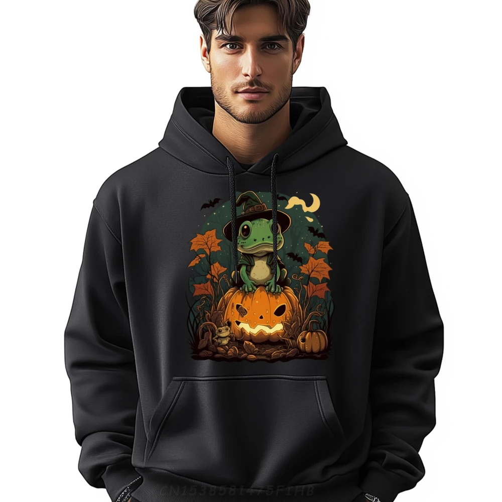 

Pumpkin Frog Costume On Frog Halloween Graphic Pullover Hoodies Men Polyester Mens Designer Clothes Tops & Tees Happy New Years