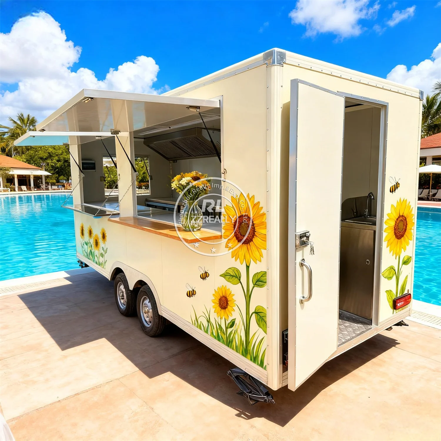 

Customized Food Trailer With Kitchen Pizza Restaurant Mobile Ice Cream Cart Concession Food Truck With Fully Equipped