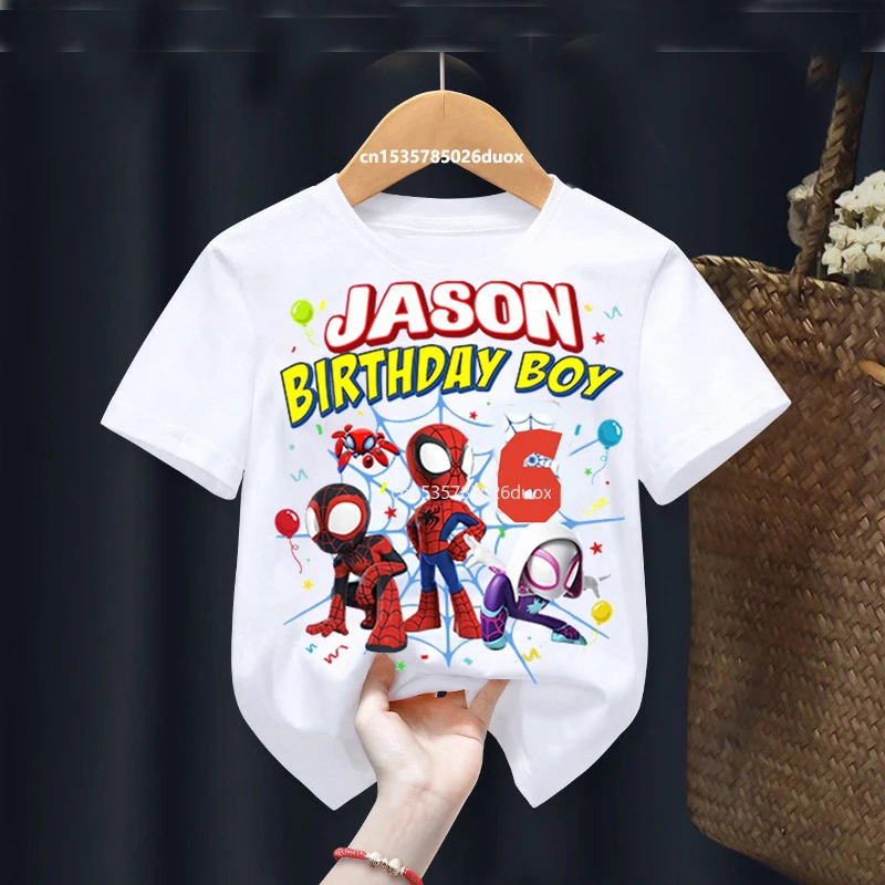 Summer Spidey and His Amazing Friends Birthday Party Birthday Short Sleeve Shirt Spiderman Birthday Boy Personalize Name T-shirt