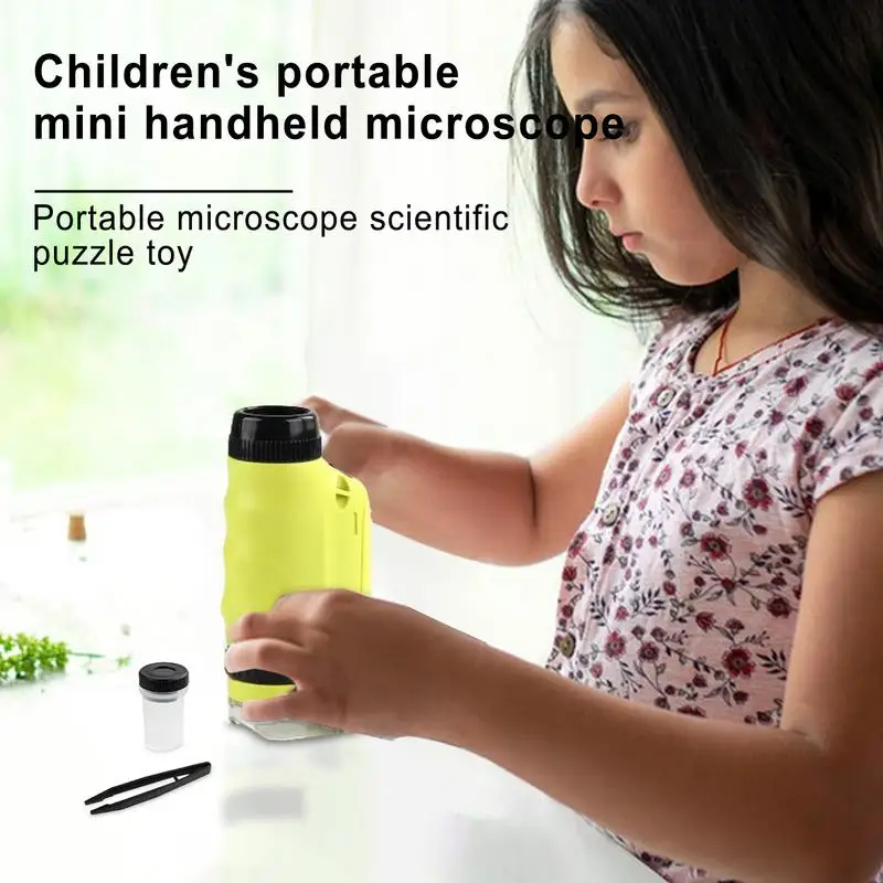 

Kids Portable Microscope 250X Magnification Children's Handheld Microscope Toy With LED Light Scientific Puzzle Toy Outdoor Trip