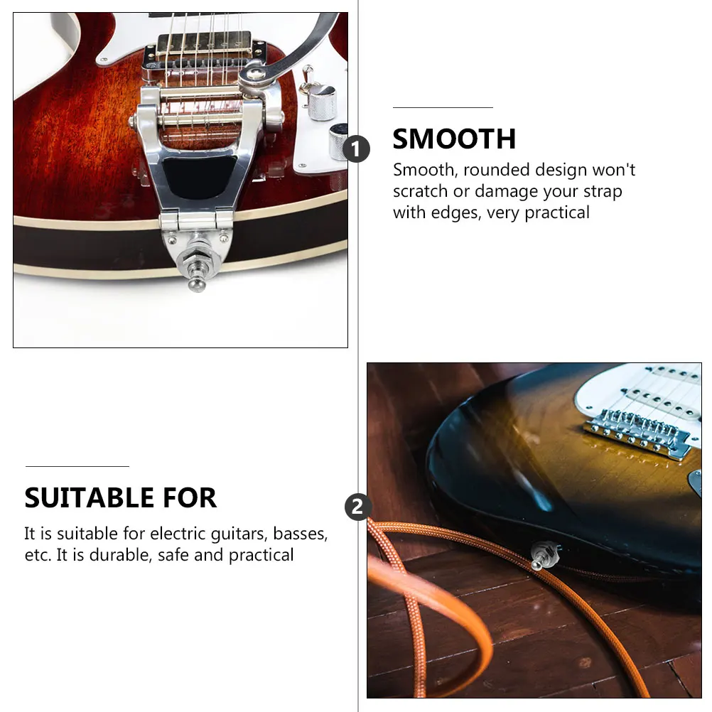 

6 Pcs Electric Guitar Strap Studs Buttons Felt Washer Headstock Straps Locks Bass Metal