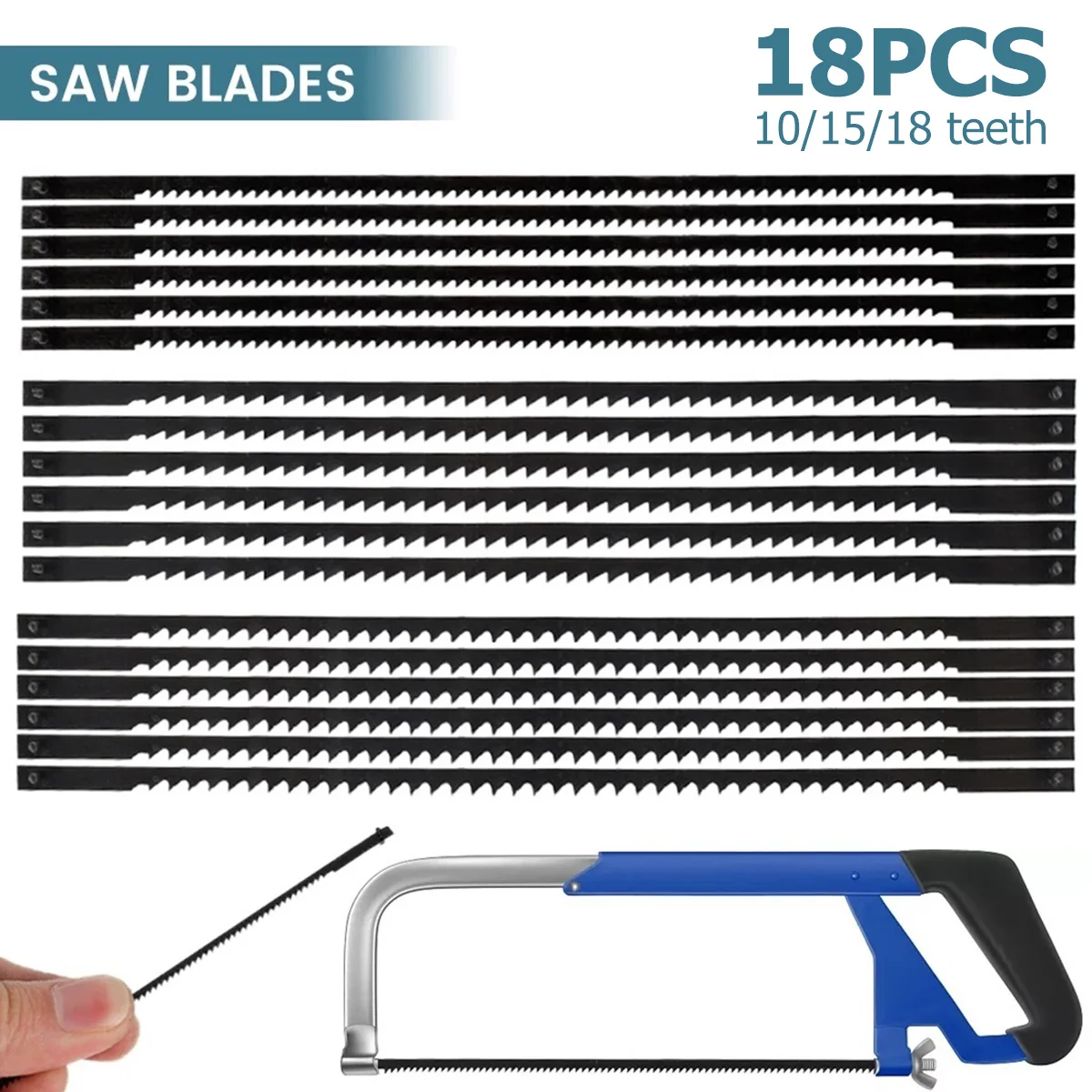 

18Pcs 5In Scroll Saw Blades Carbon Steel Pinned Saw Blades 10/15/18 Teeth Saw Blades Woodworking Tool for Plastic Foam Cutting