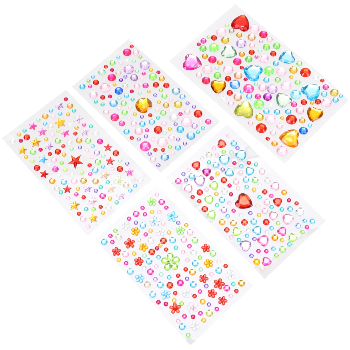 

5pcs Diamond Stickers 5 Sheets Mixed Style Diy Acrylic Rhinestone Beads For Phone Craft Scrapbook Art Projects