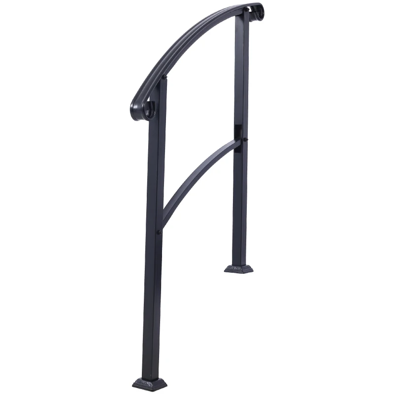 Handrails for Outdoor Steps, Fit 1 or 3 Steps Outdoor Stair Railing, White Wrought Iron Handrail, Flexible Front Porch Hand Rail, Transitional Handrails for Concrete Steps or Wooden Stairs - view 8