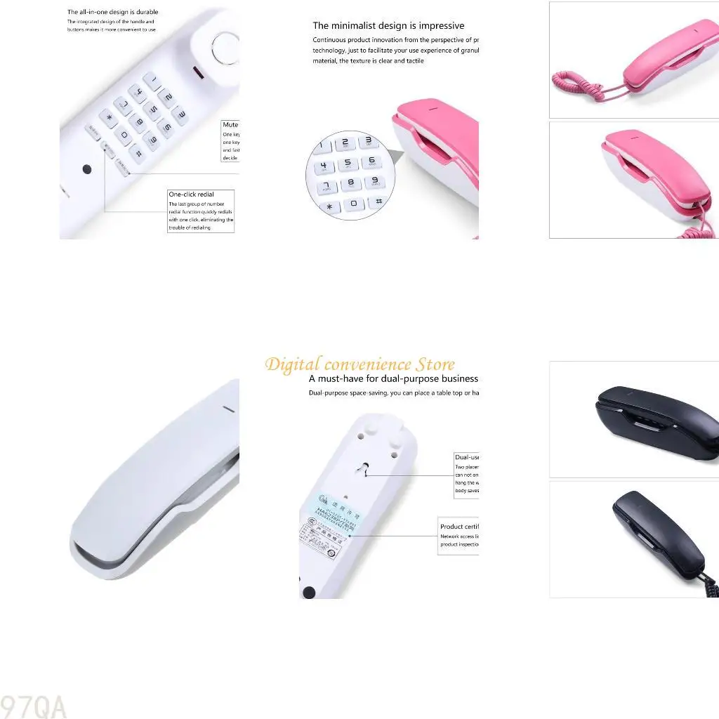 97QA A061 Landlines Telephone Wall Hanging Designing Push Button Phone