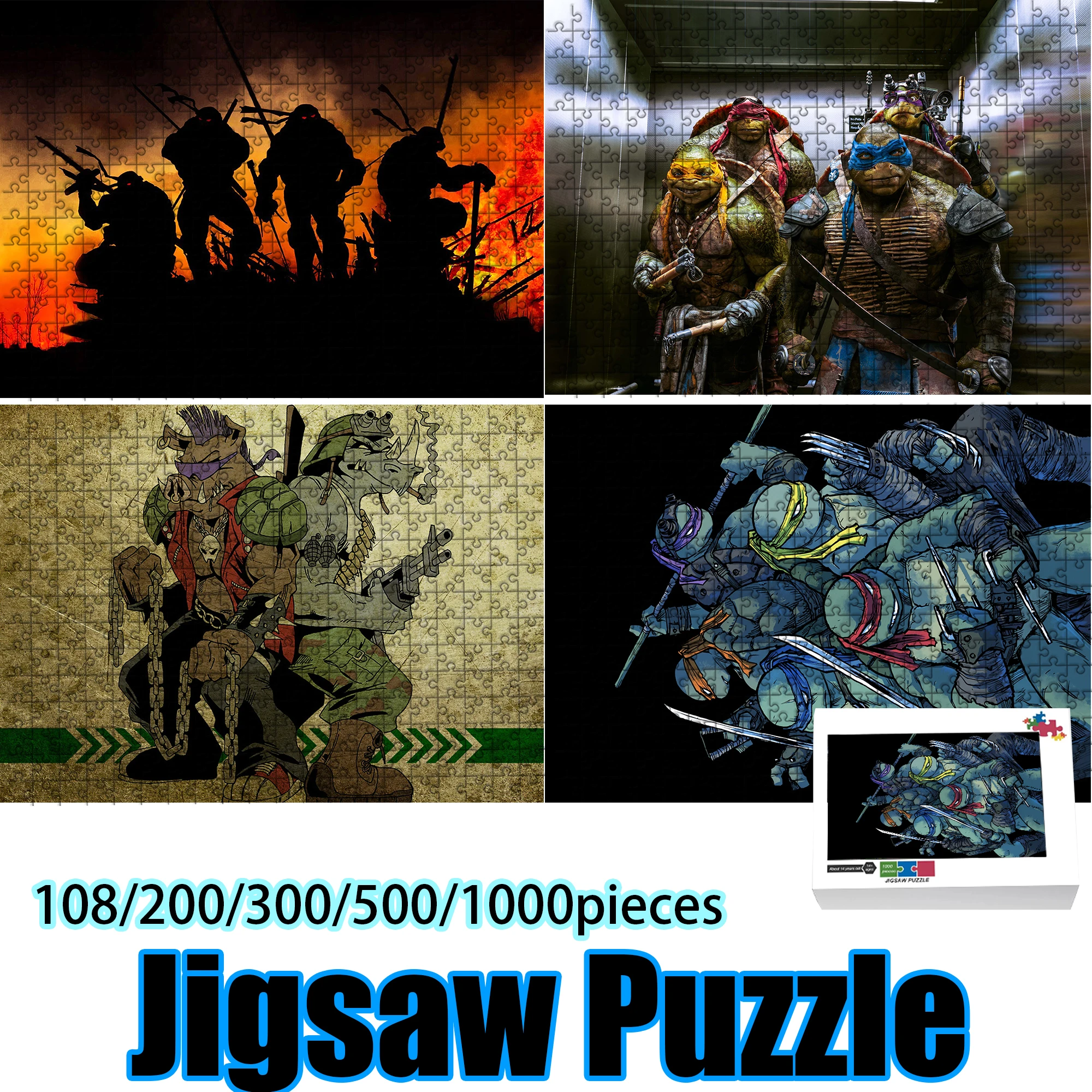 

TMNT Movie Version Ninja Turtles Jigsaw Puzzle 108/200/300/500/1000 pieces Wooden Puzzle Wall Decoration