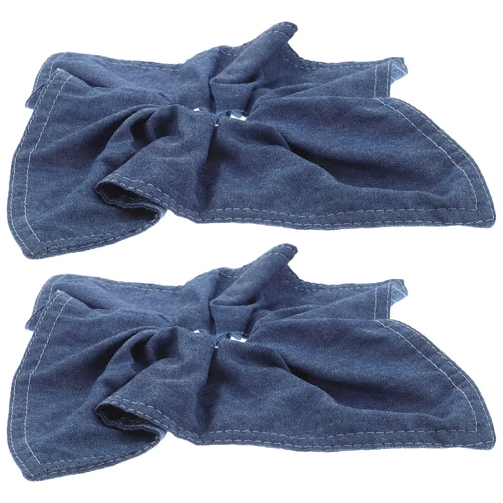 

2Pcs Denim Blue Square Scarf Hair Tie Elastic Band Big Hair Scrunchies for Women Stylish Headband for Daily Gymnastics