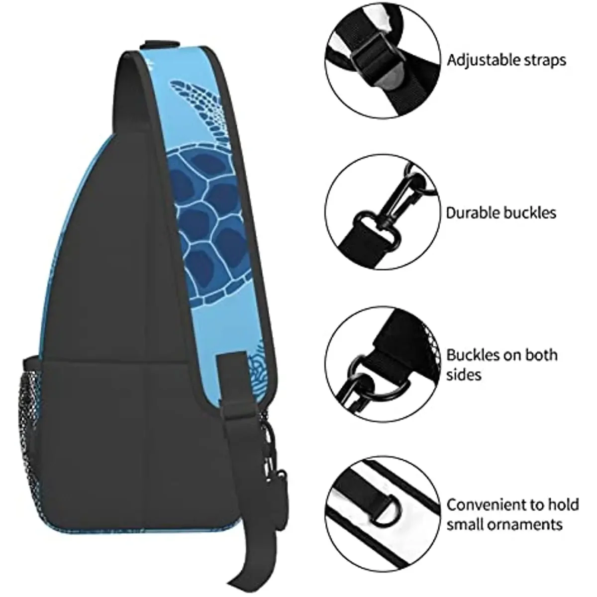 Sea Turtle Sling Bag Crossbody Travel Hiking Bags Mini Chest Backpack Casual Shoulder Daypack for Women Men Lightweight