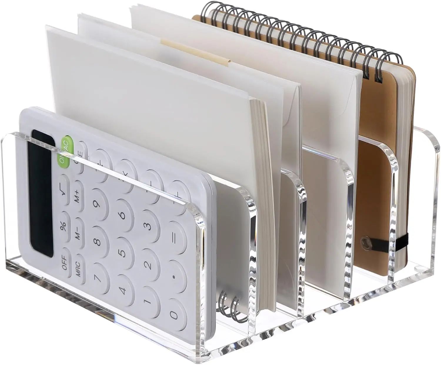 

Clear 5-Compartment Acrylic Desktop File Organizer for Office, Home & School