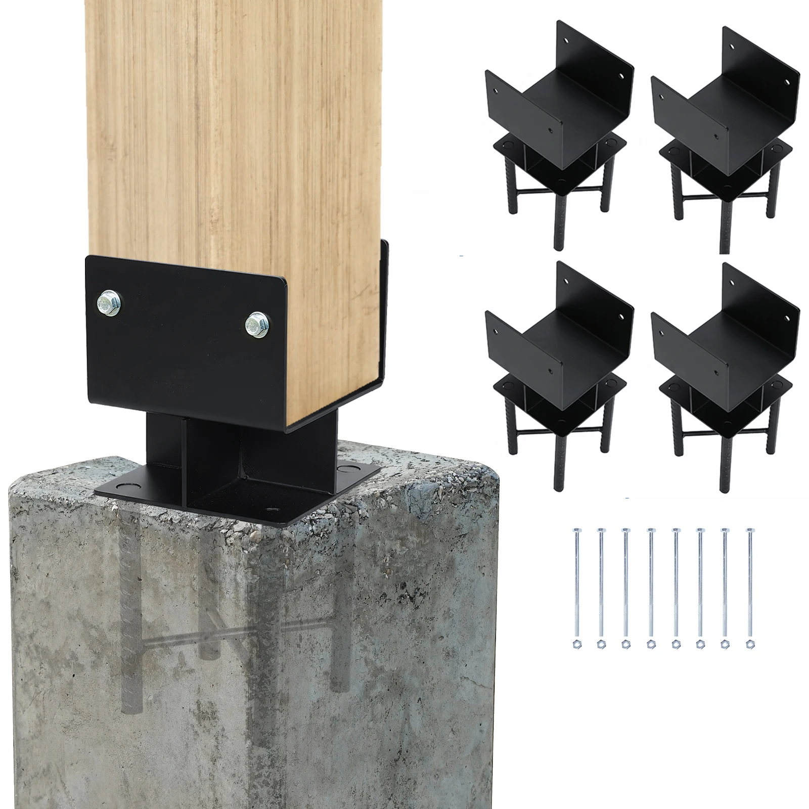 

Кронштейны для столбов 6×6, 4 шт., усиленные, черные, из металлической стали с порошковым покрытием, для наружного использования, для крепления основания террасы