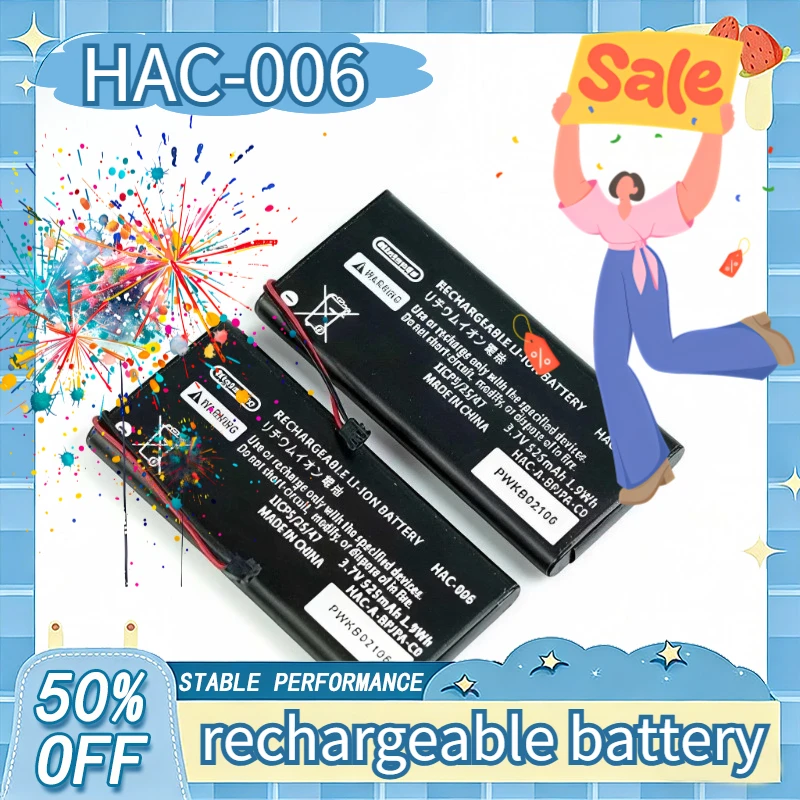 

Аккумулятор HAC-006 для контроллеров Nintendo Switch Joy-Con, 525 мА, AC 006, HAC-BPJPA-C0, HAC-015/016, HAC-A-JCR-C0