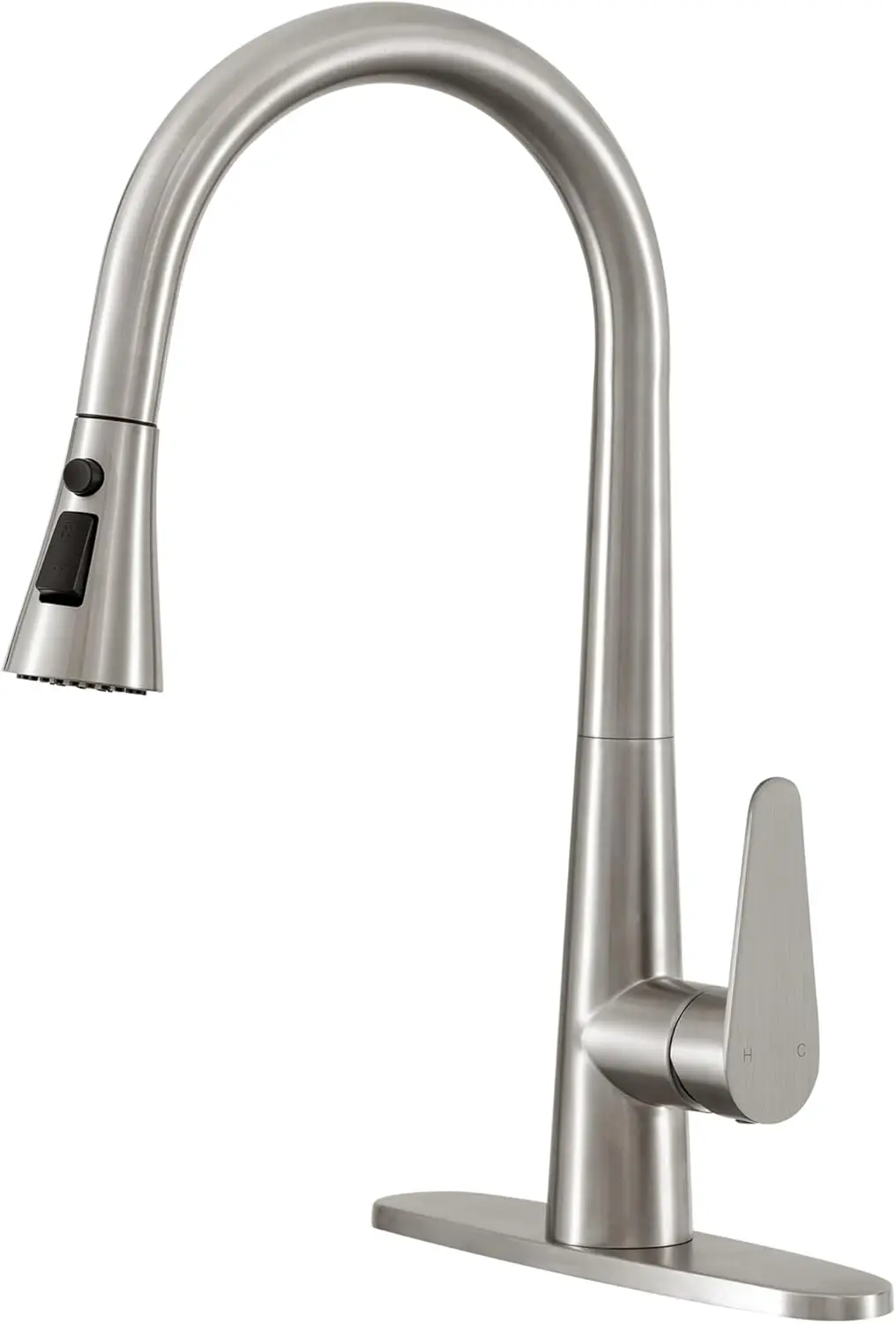 

18 inch High Brushed Nickel Kitchen Faucet with Pull Down Sprayer, Single Handle Nickel Kitchen Sink Faucet for RV Sink, La