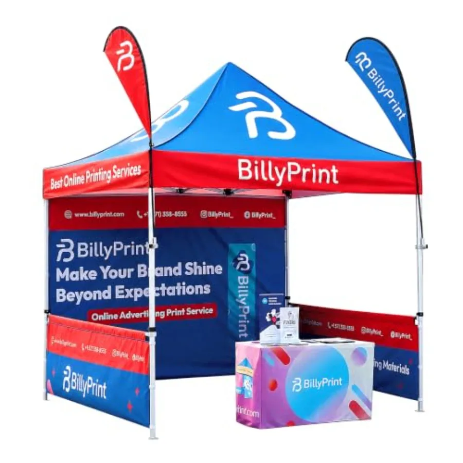 Custom Canopy Tent with Logo Pop Up Vendor Tent for Trade Shows, Events Full-Color Printing Optional Walls or Heavy-Duty Alumin
