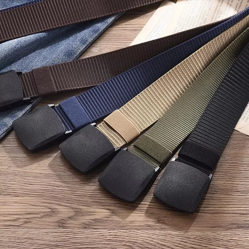 Nylon Belt Automatic Buckle Outdoor Sports Multifunctional Tactical Canvas Belts Light Comfortable Non-metal Belt For Men Women