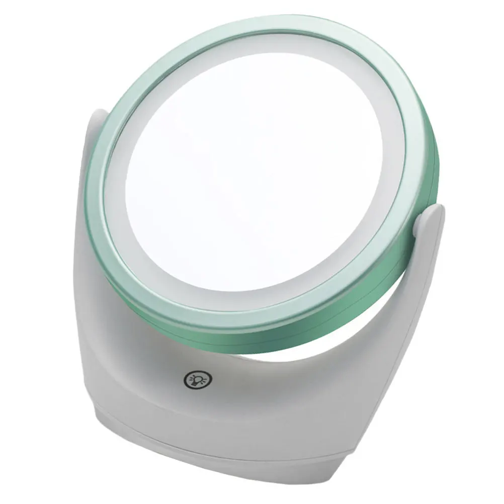 1 個スマート調光 LED 化粧鏡 360 回転デスクトップバニティミラークリア反射高解像度ドレッシングテーブル用