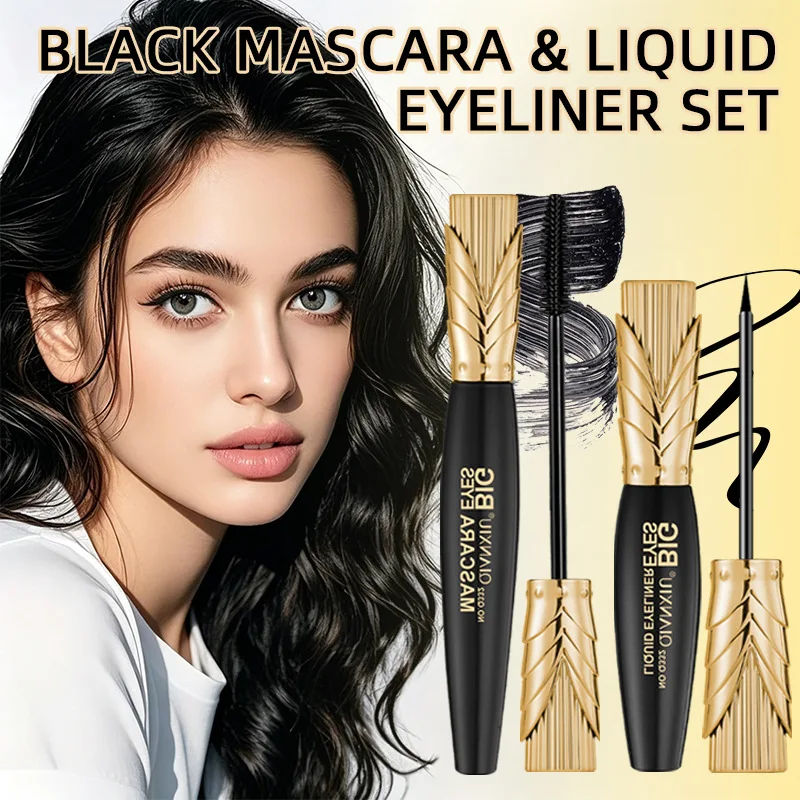 Crown Eye Makeup Set-2pcs Waterproof Mascara & Eyeliner,Long Lasting Lengthening Eye Liner Pen Kit for Women