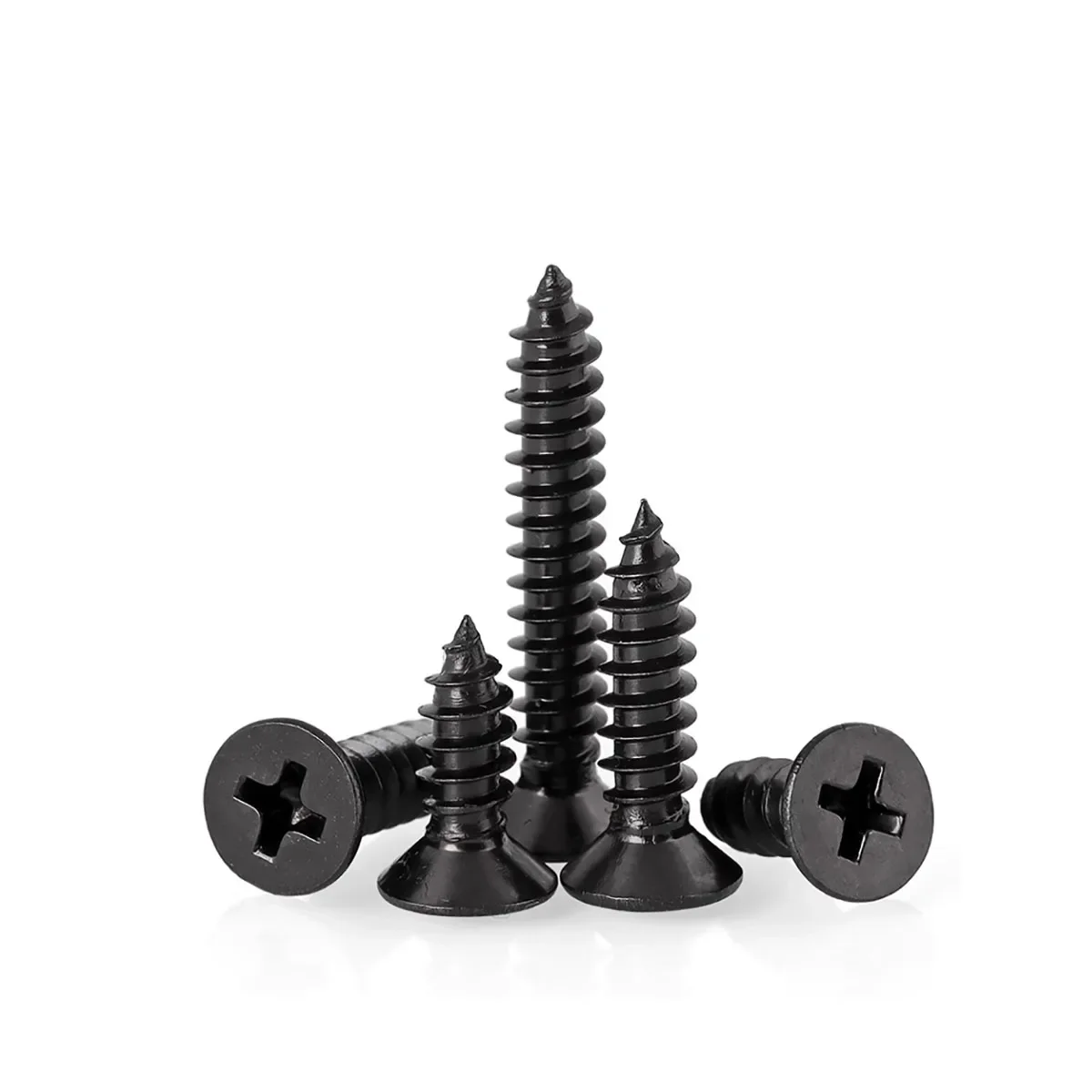 

304 Stainless Steel Plated Black Zinc Cross Countersunk Head Pointed Tail Self Tapping Screw M4M5M6