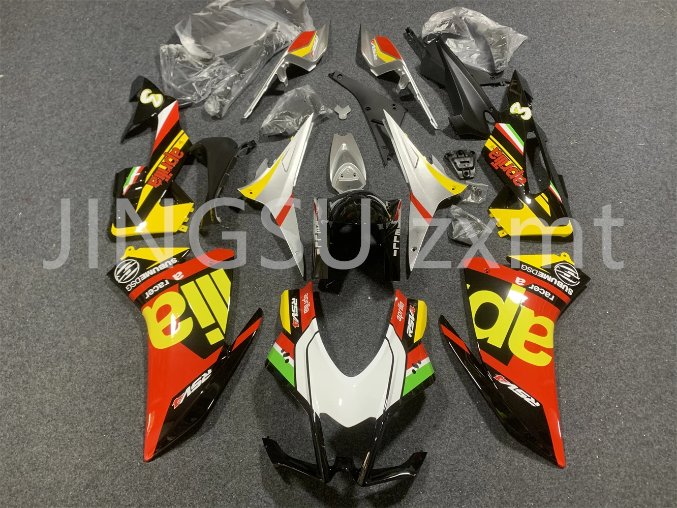 4Gifts New ABS Whole Fairings Kit Fit for Aprilia RSV4 1000 2016 2017 2018 2019 16 17 18 19 Bodywork Set Custom Red Yellow