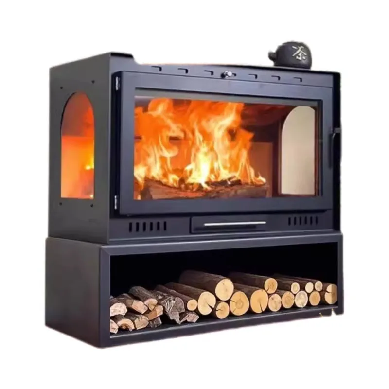 New Double-layer Real Fire Wood Burning Fireplace Indoor Home Heating Stove for Living Room Rural Homestay Decoration Customized