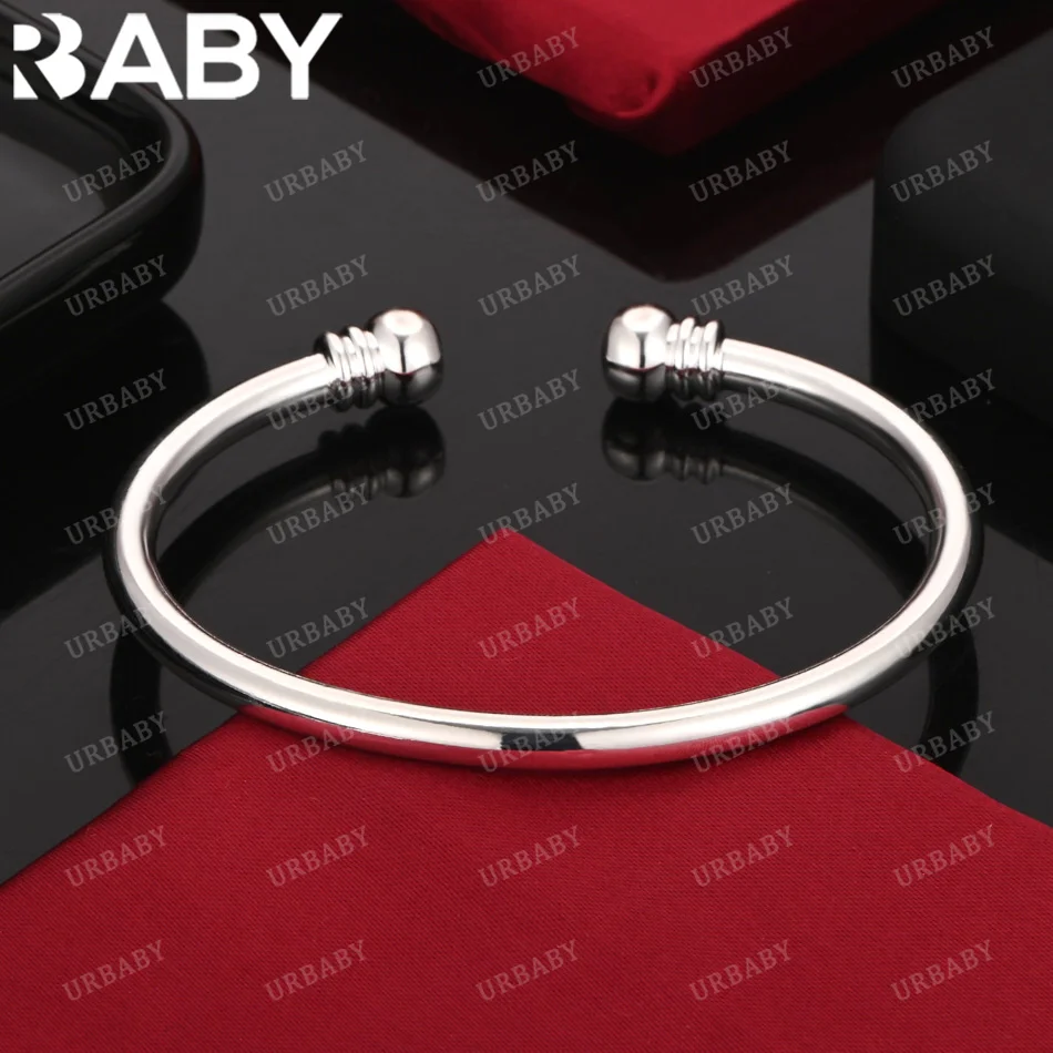 

URBABY 925 Sterling Silver Bangle Simple Pumpkin Bracelet For Women Jewelry Fashion Party And Daily Wear