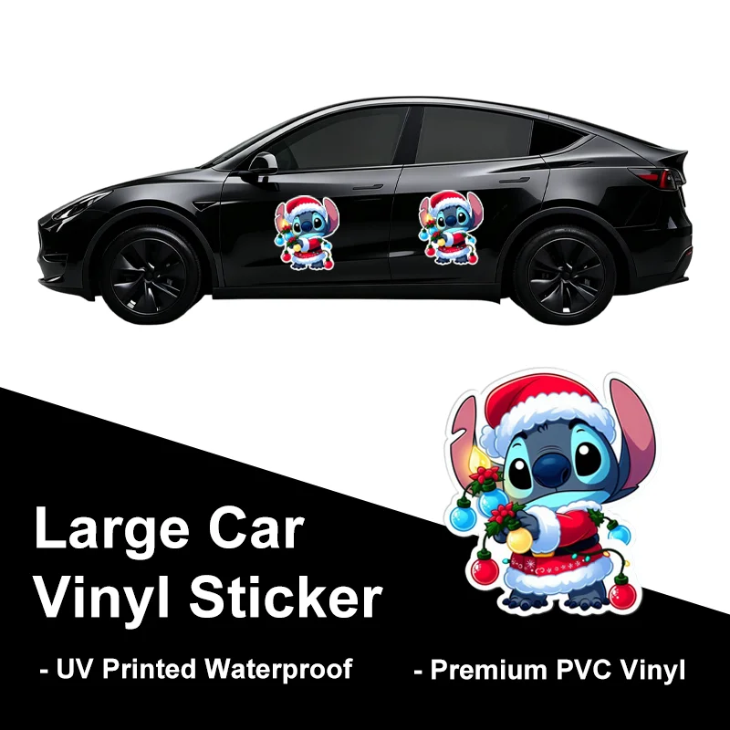 

Stitch Large Car Stickers Anime UV Printed Decals Waterproof for Rear Window Glass Daily Car Styling DIY Decoration
