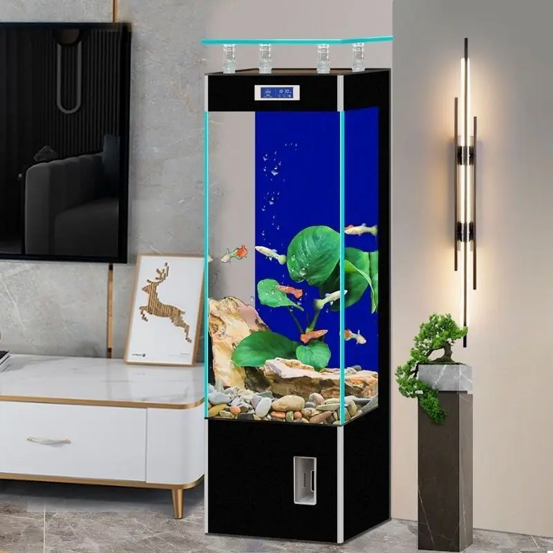

CL living room household small glass vertical water-free floor-to-ceiling viewing square aquarium
