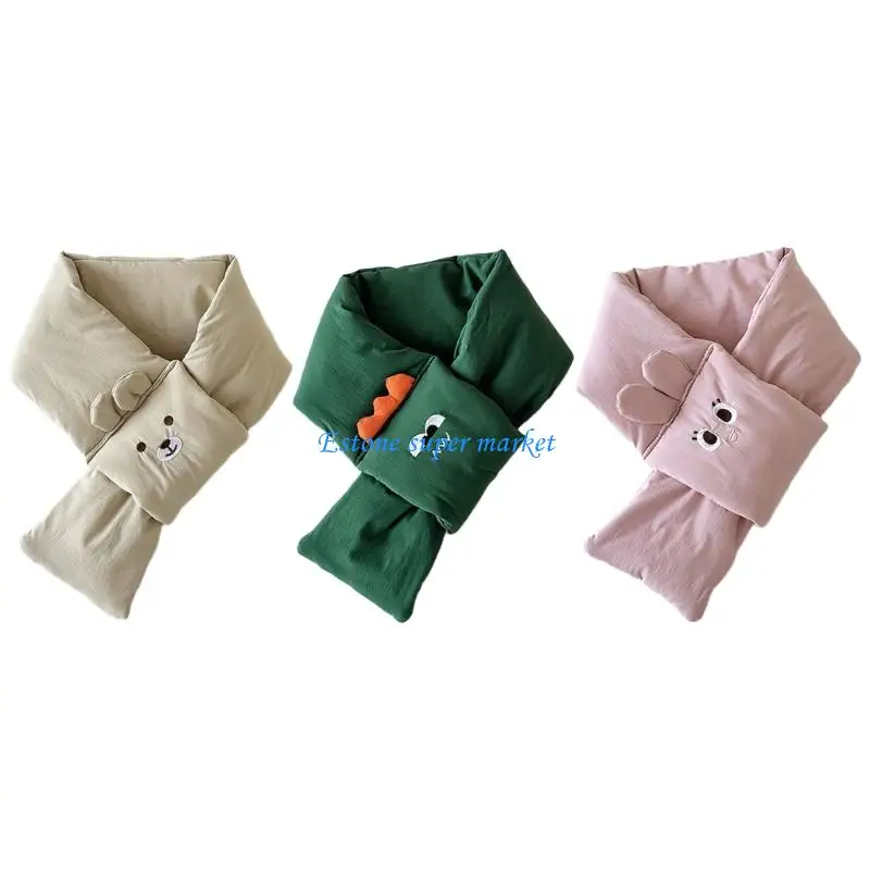 

090B Adorable Bear Design Scarf Warm Cotton Lined Neckwear For Kids Gift