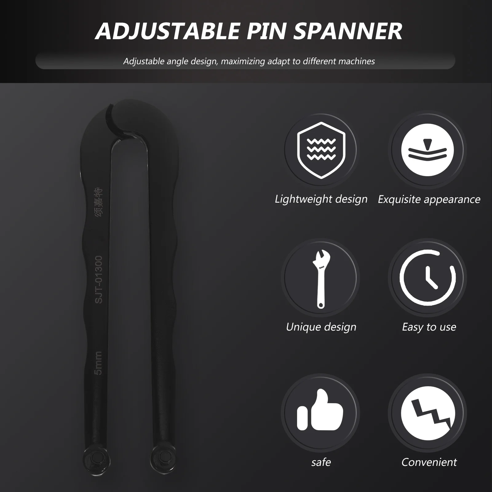 

5Mm Handle Pin Wrench Round Nut Tool Anti-Slip Design for Professional Mechanics and Household DIY Projects Angle Mill Wrench