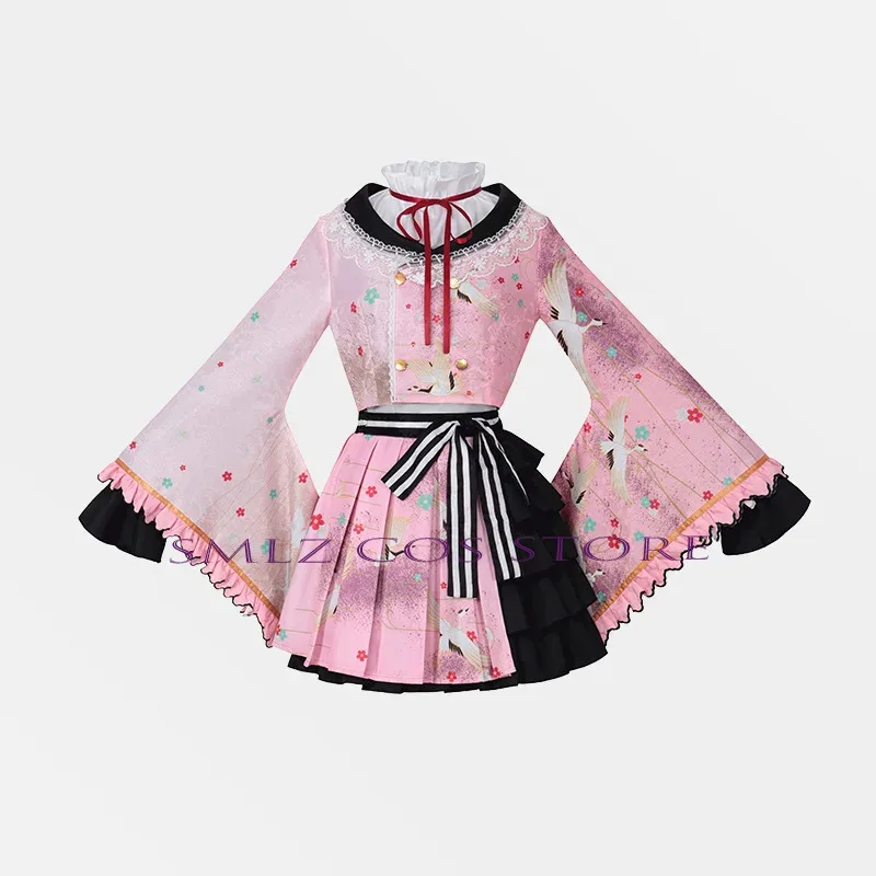 l2025l New PJSK Akiyama Mizuki Cosplay Kimono Game Project Sekai Cosplay Maid Dress Wig Outfit Set Halloween Party Uniforms for