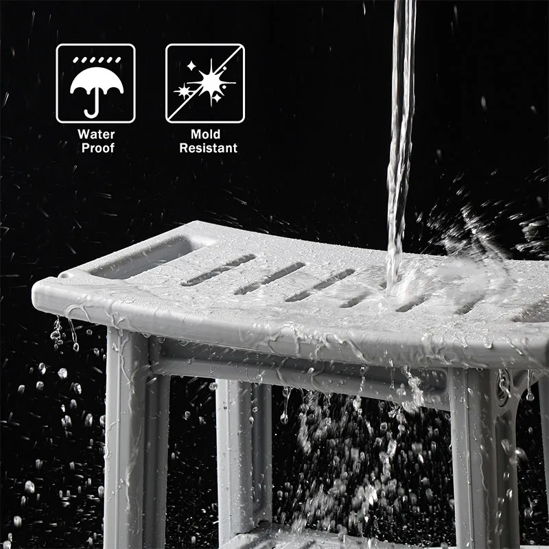Shower Stool Shower Bench Stool With Storage Shelf Waterproof Bathroom Spa Bathing Shower Seat Chair Storage Bench For Home Use image 5