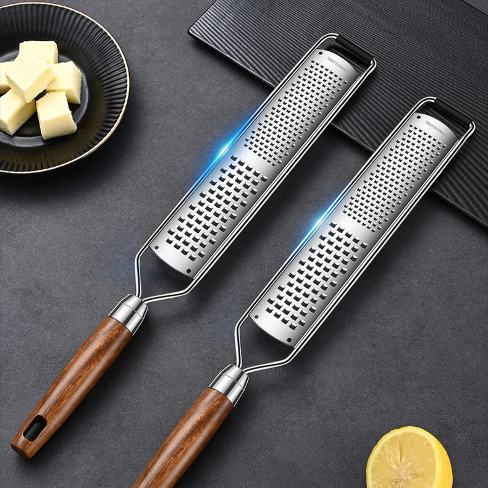 Handheld Citrus Lemon Zester Parmesan Cheese Grater Ginger Garlic Kitchen Tool Stainless Steel Cheese Grater Cooking-Gadget