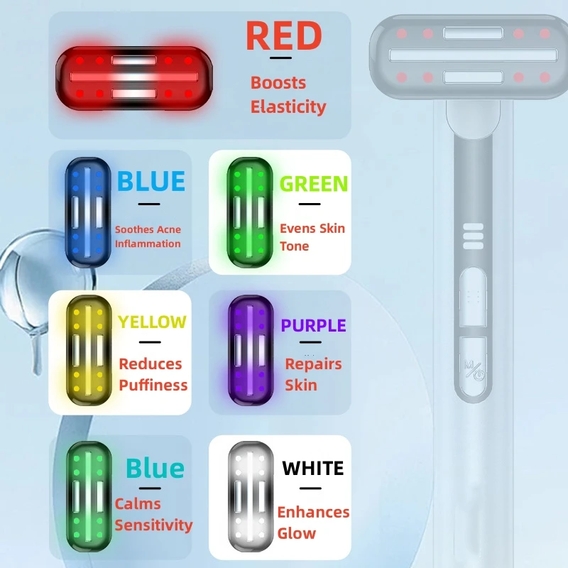 Dispositivo de belleza para ojos y cara con 7 LED, dispositivo de Estiramiento facial de microcorriente EMS, masajeador para ojos y cuello, herramientas de belleza para el cuidado de la piel
