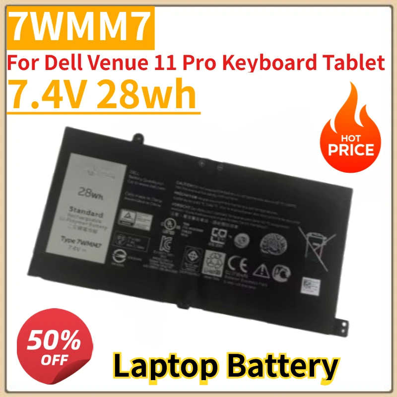 

High Quality New 7WMM7 7.4V 28wh ablet keyboard battery For Dell Venue 11 Pro Keyboard Tablet