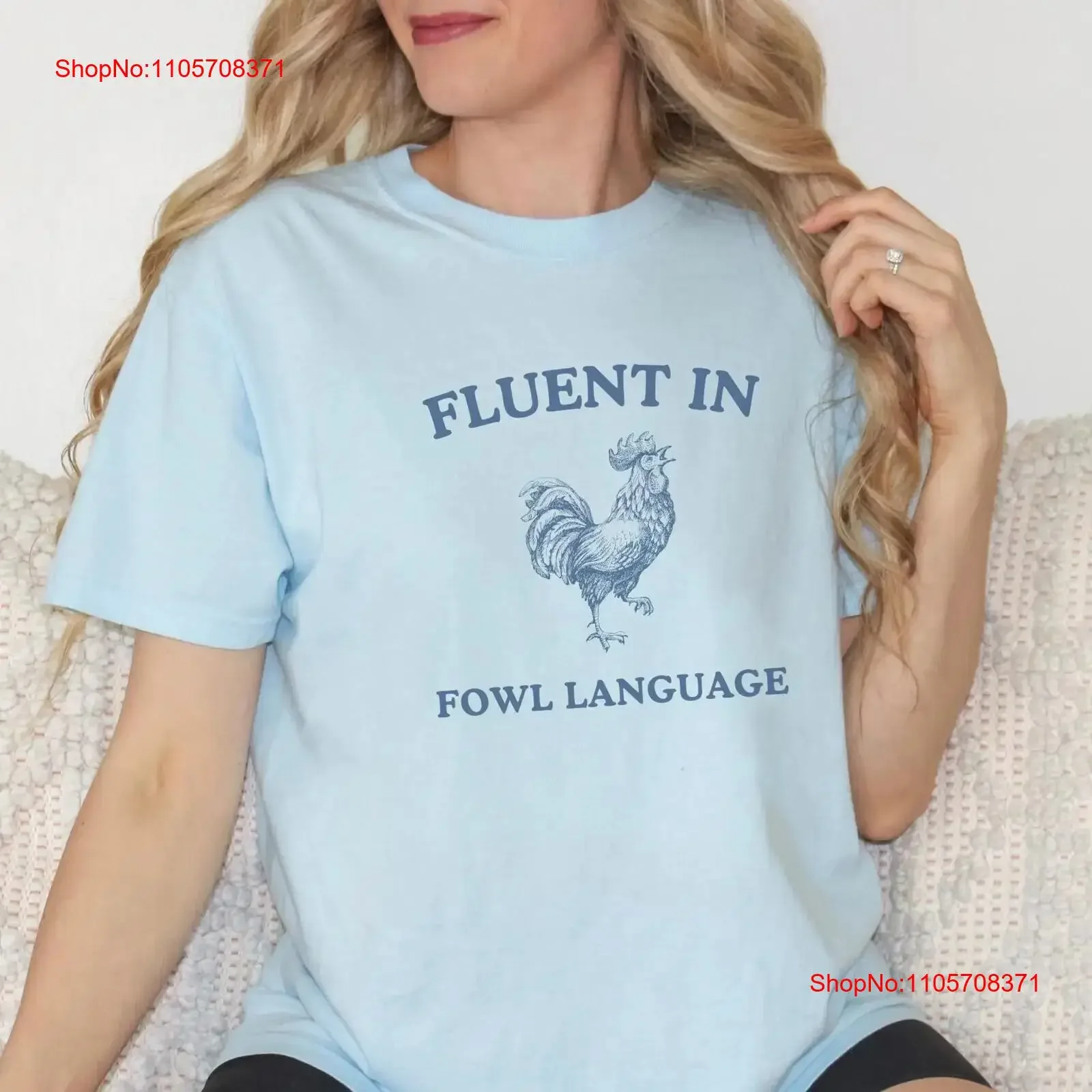 Fluent in Fowl Language T Shirt Funny Chicken Crazy Lady Country Girl Farmer s Animal vintage Washed Top For Everyday Wear