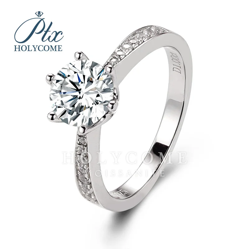 

1.0 Carat 6.5mm D Color Moissanite 100% 925 Sterling Silver Ring For Women Top Quality Sparkling Wedding Jewelry