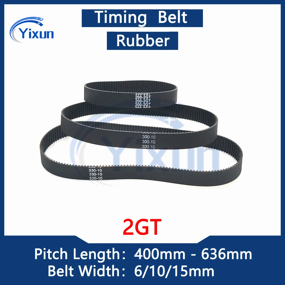 2GT المطاط مؤقت اشتعال طول 400-636 مللي متر عرض 6/10/15 مللي متر 2 متر حزام متزامن لأجزاء الطابعة ثلاثية الأبعاد الملعب 2 مللي متر حزام عكسي صغير
