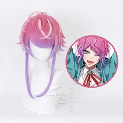 Anime Hypnosis Mic Amemura Ramuda Cosplay Wig Pink And Purple Mixed hair Heat Resistant Synthetic Halloween Party