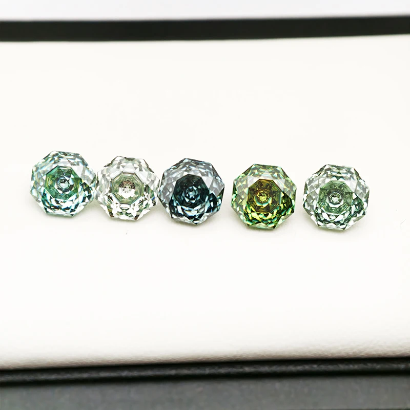 Never Fade Coffee Gray/Blue Colors Millennium Octagon Rose Cut Moissanite Diamond  with GRA Certificate for Jewelry Making