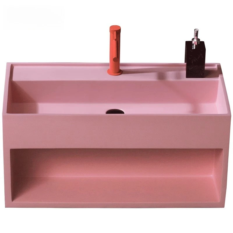 Niche very narrow small apartment light luxury balcony basin, color art basin pure acrylic hand and face basin