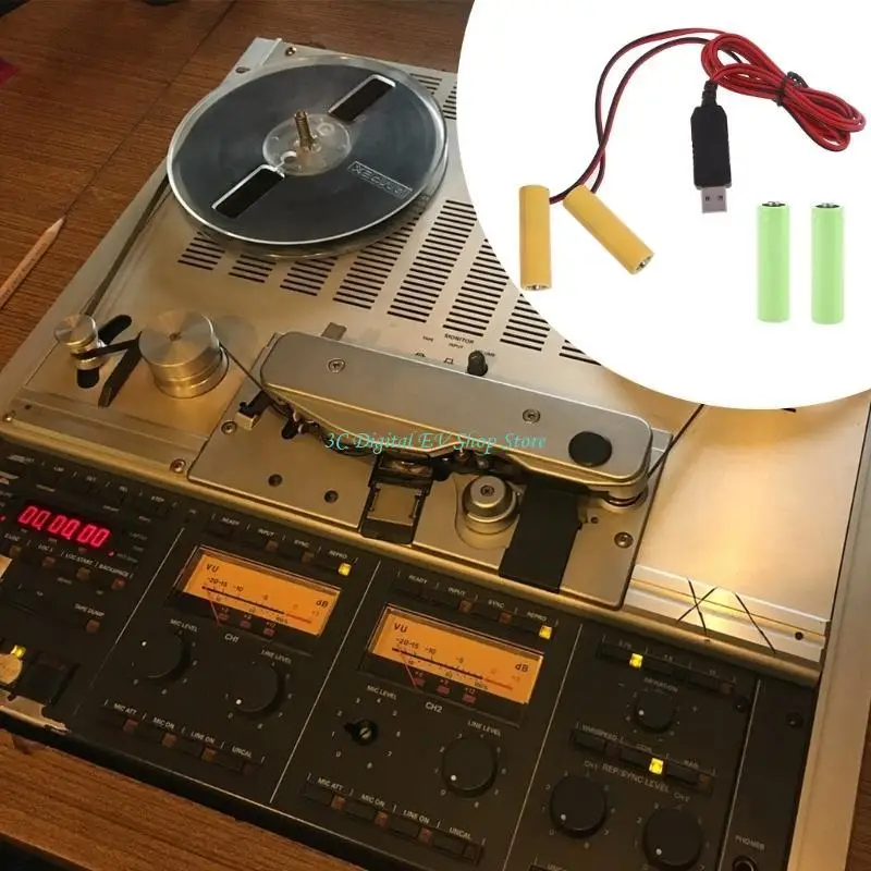 E74D 2 in 1 USB -Netzteilkabel USB bis 3 V LR6 -Batterie für LED -Lichtuhr – Detail 5
