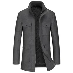 New Winter Men Business Casual Woolen Coats Thicker Warm Cashmere Trench Coats Long Jackets High Quality Male Overcoats Size 3XL