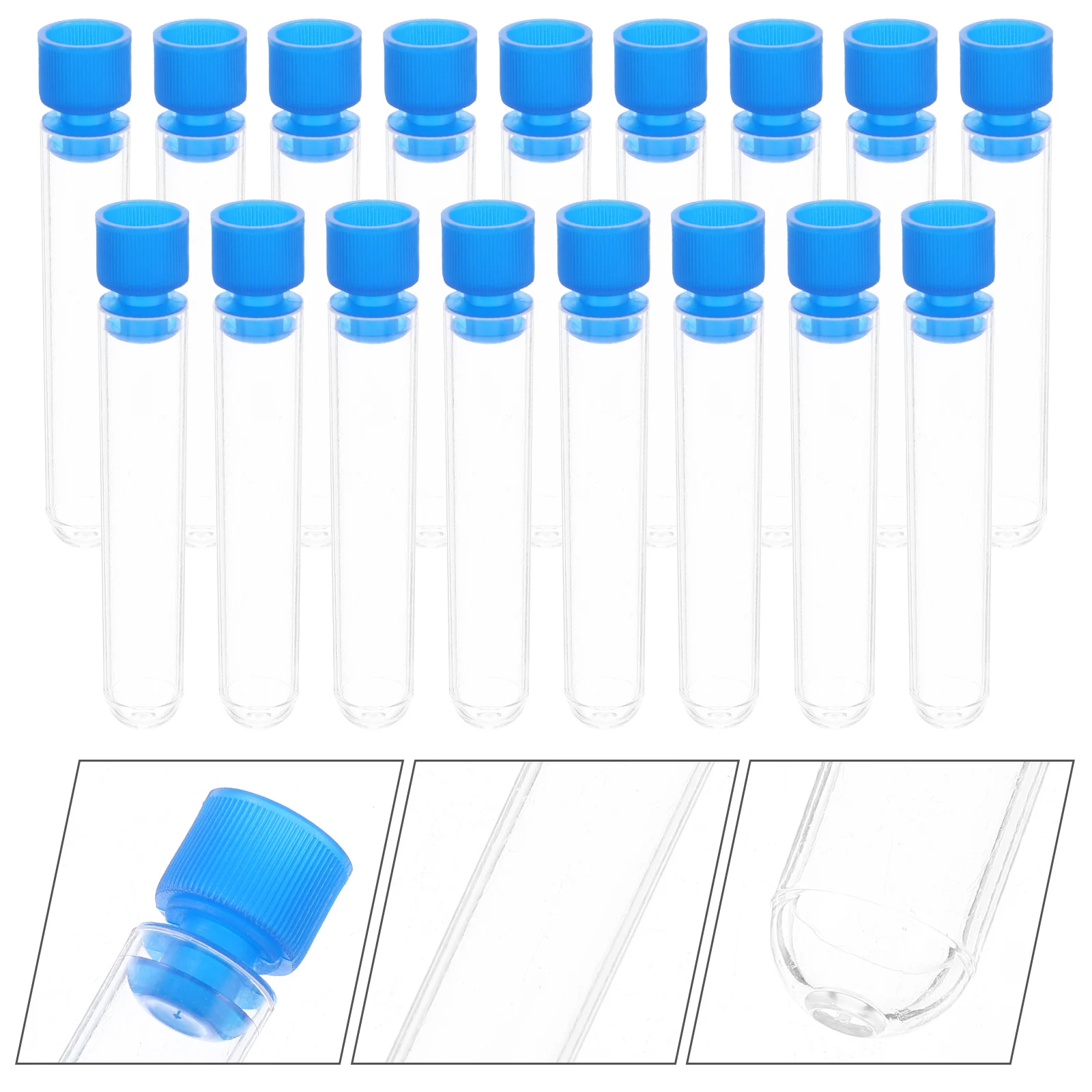 

50 Pcs Laboratory Test Tube Storage Tubes with Lid Sample Vial Empty Transparent