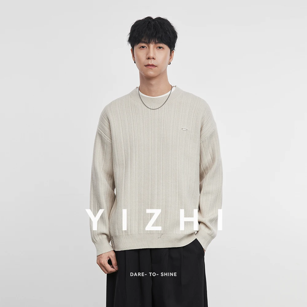 

Fashion Men's Casual Crew Neck Sweater 2025 Winter New Ribbed Knitted Pullover Comfortable Soft Long Sleeve Jumper Top