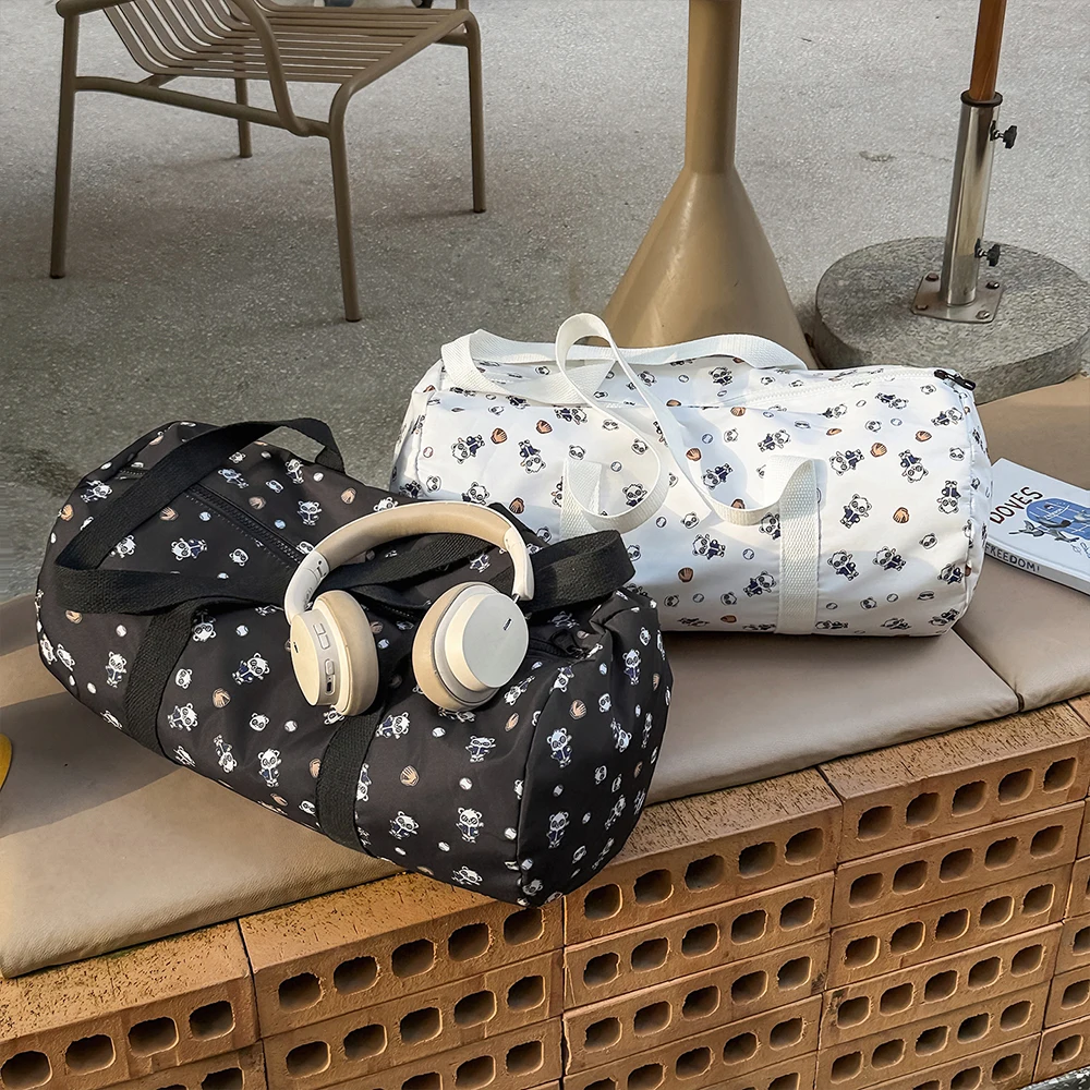Duffle Bag, Portable Handbag, Cartoon Printed Design, Wide Carry Straps, for Vacation City Outing