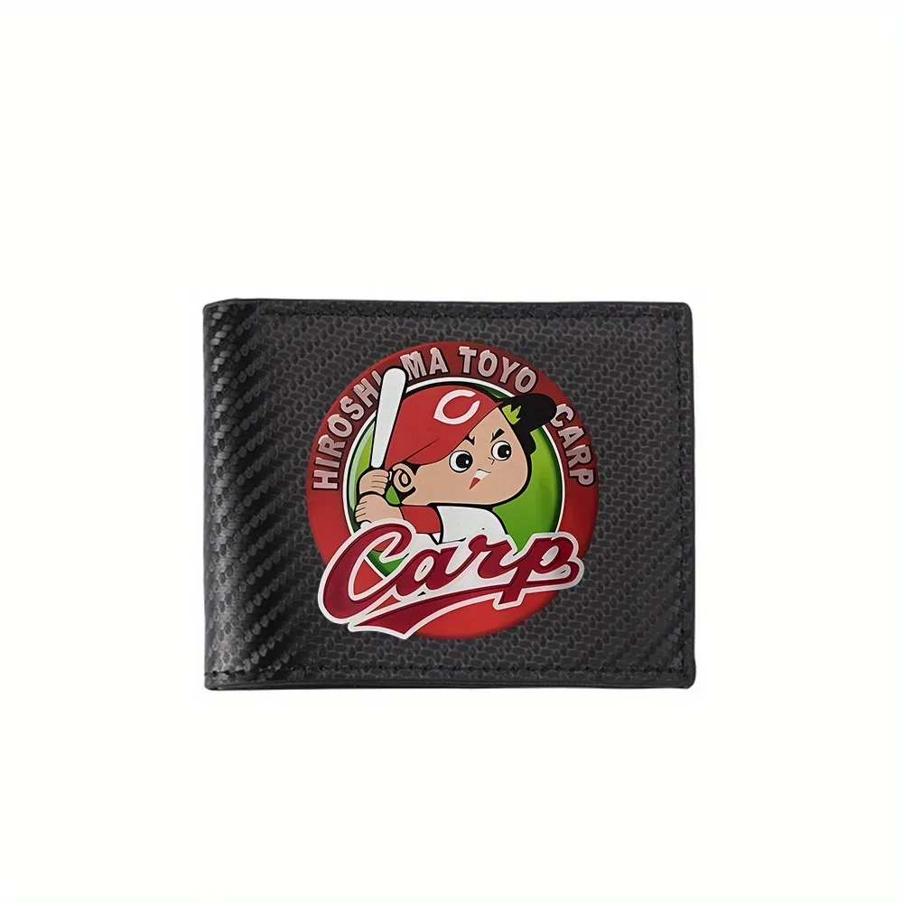 Baseball cartoon character holding bat Men's Wallets Simple Business Modern Stylish Printing Design Gifts For Father Boyfriend C