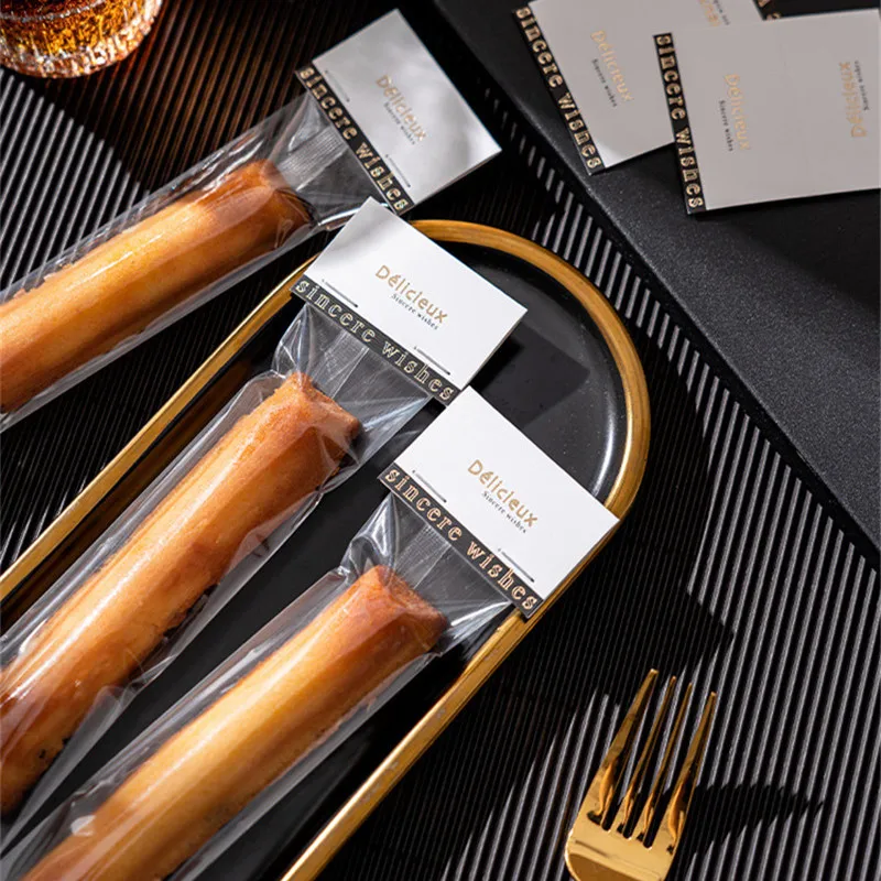 50 Stücke 4,5x22 cm Lange Transparente Klare Kunststoff Verpackungsbeutel Backen Dessert Finger Keks Klebreis Boot Verpackung – Detail 4
